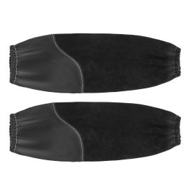 Flame Resistant Welding Work Sleeves, Heavy Duty Cowhide Leather & FR Cotton Arm Protection Sleeves for Men Women - with Elastic Cuffs for Welding