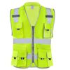 Safety Vest, 10 Pockets Yellow Safety Vest, High Visibility Zipper Front Safety Vest with Reflective Strips
