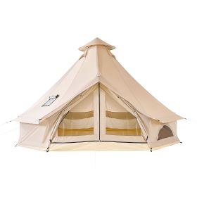 Oxford Bell Tent, 4 Seasons 9.84 ft Yurt Tent for Camping with Stove Jack, Waterproof Breathable Holds up to 3 People with Zipped Detachable Floor