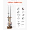 Fishing Rod Holders for 16 Fishing Poles, 360° Rotating Wood Fishing Rods Rack for Garage Organization and Storage, Floor Stand Space-Saving Equipment
