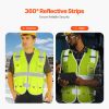 Safety Vest, 10 Pockets Yellow Safety Vest, Hi Vis Zipper Front Safety Vest with Reflective Strips