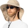 Wide Brim Sun Hat with Neck Flap, UPF50+ Hiking Safari Fishing Hat for Men Women, Sun Protection Beach Hat