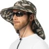 Wide Brim Sun Hat with Neck Flap, UPF50+ Hiking Safari Fishing Hat for Men Women, Sun Protection Beach Hat