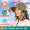 Wide Brim Sun Hat with Neck Flap, UPF50+ Hiking Safari Fishing Hat for Men Women, Sun Protection Beach Hat