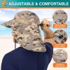 Wide Brim Sun Hat with Neck Flap, UPF50+ Hiking Safari Fishing Hat for Men Women, Sun Protection Beach Hat