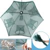 Fishing Trap Net Portable Folded Fishing Bait Trap Shrimp Minnow Crab Bait Net 6 Sides 6 Holes Crayfish Cast Mesh Trap Automatic
