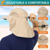 Wide Brim Sun Hat with Neck Flap, UPF50+ Hiking Safari Fishing Hat for Men Women, Sun Protection Beach Hat