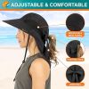 Wide Brim Sun Hat with Neck Flap, UPF50+ Hiking Safari Fishing Hat for Men Women, Sun Protection Beach Hat